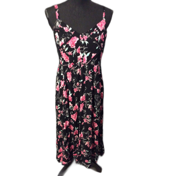 Torrid Size 00 floral strapless summer Dress V Neck Spring Smocked back - Picture 1 of 6